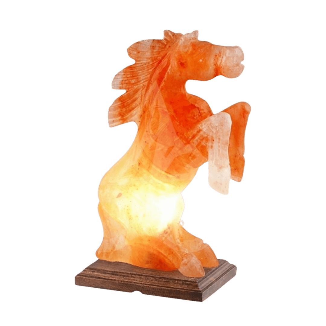 Original Hand-Carved Horse Rustic Steed Himalayan Salt Stone Lamp - Premium Khewra Rock Salt Decor in Pakistan - Orania Premium